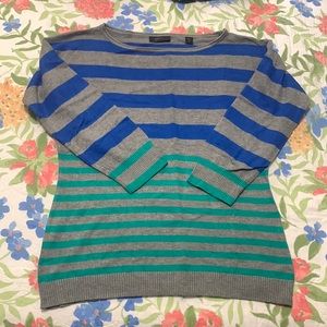 Cyrus women’s medium blue green gray striped sweater fall spring top